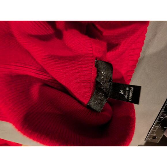 Talbots Shirt Button Cuff Ribbed Turtleneck Sweater Red Knit Women's Size Medium - Picture 6 of 10